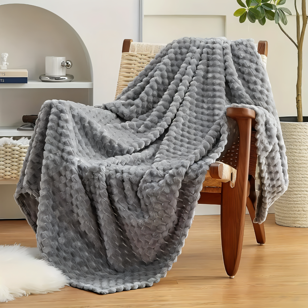 Pluche Fleece Deken met Structuur en Zacht Design