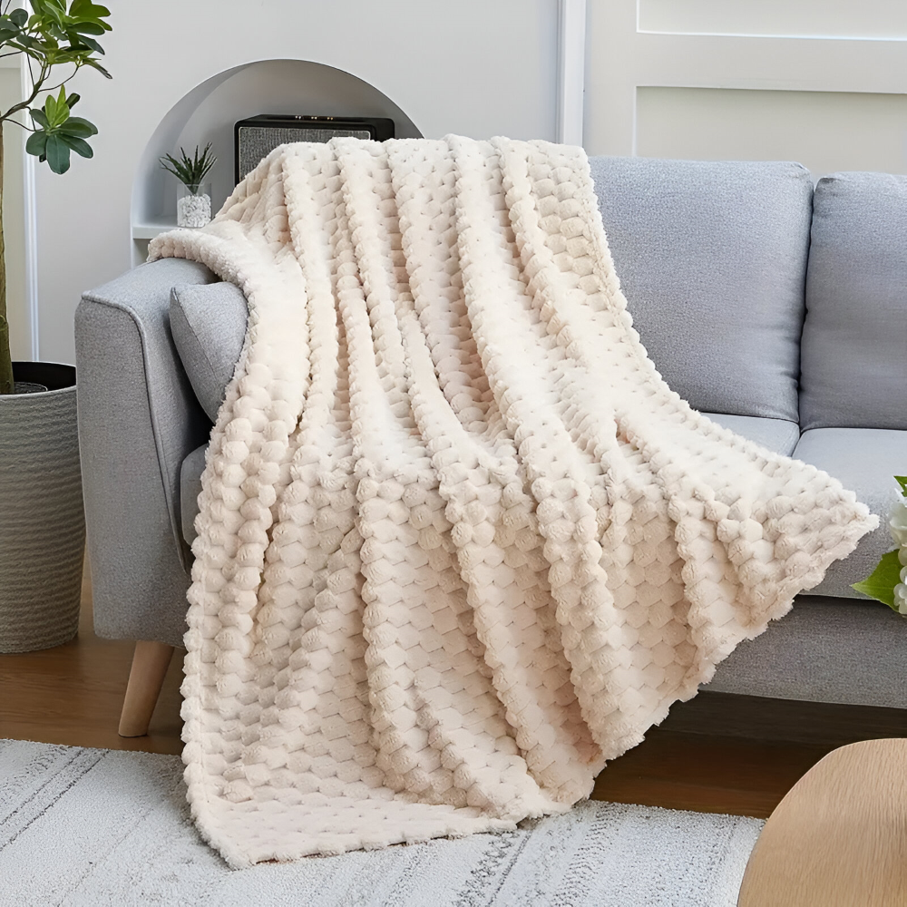 Pluche Fleece Deken met Structuur en Zacht Design