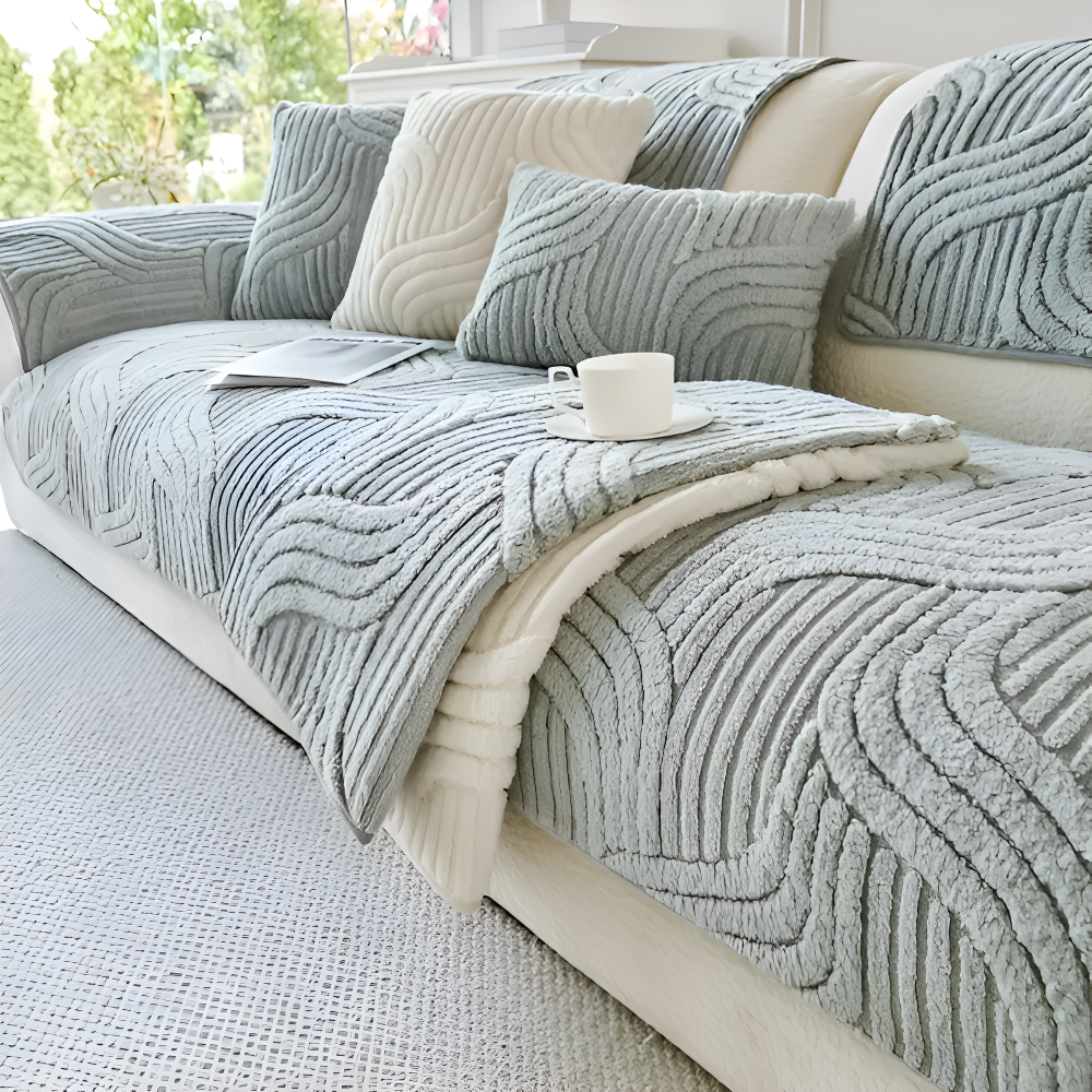 Antislip Velours Bankhoes met Geometrisch Patroon en Zachte Textuur