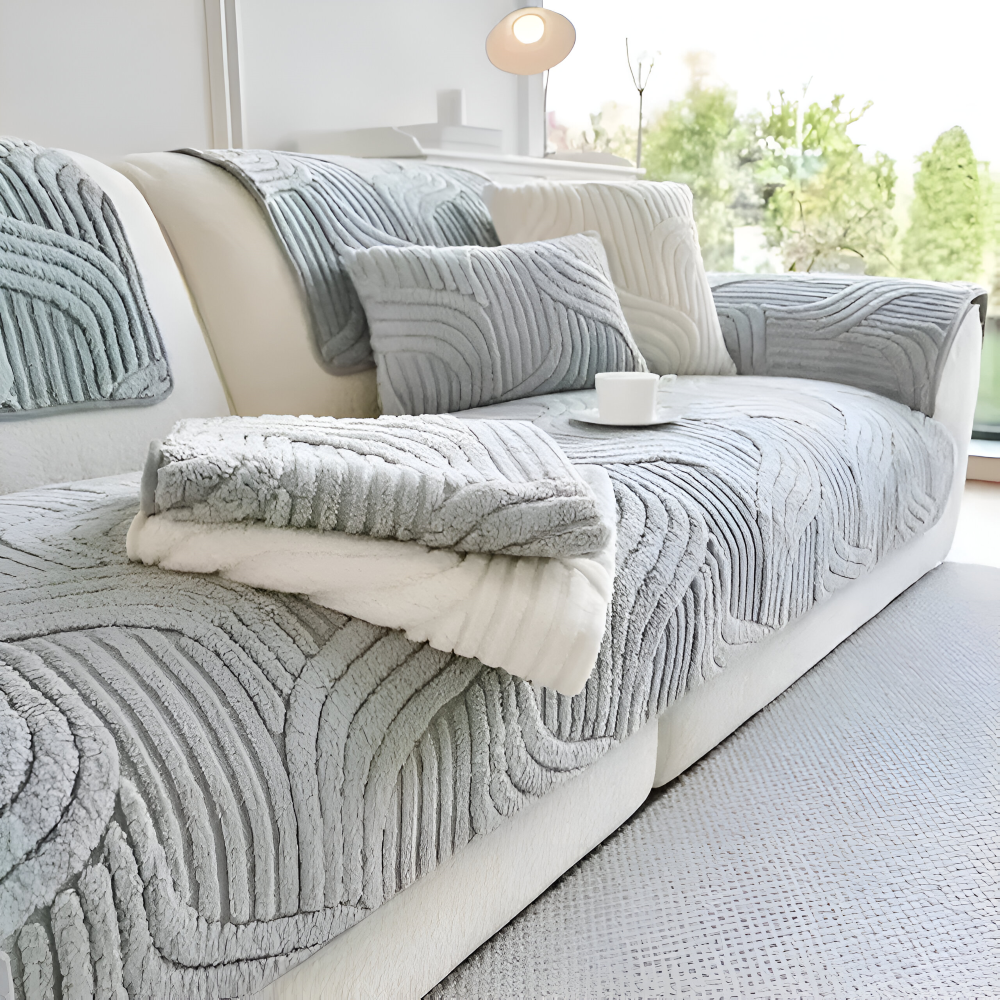 Antislip Velours Bankhoes met Geometrisch Patroon en Zachte Textuur