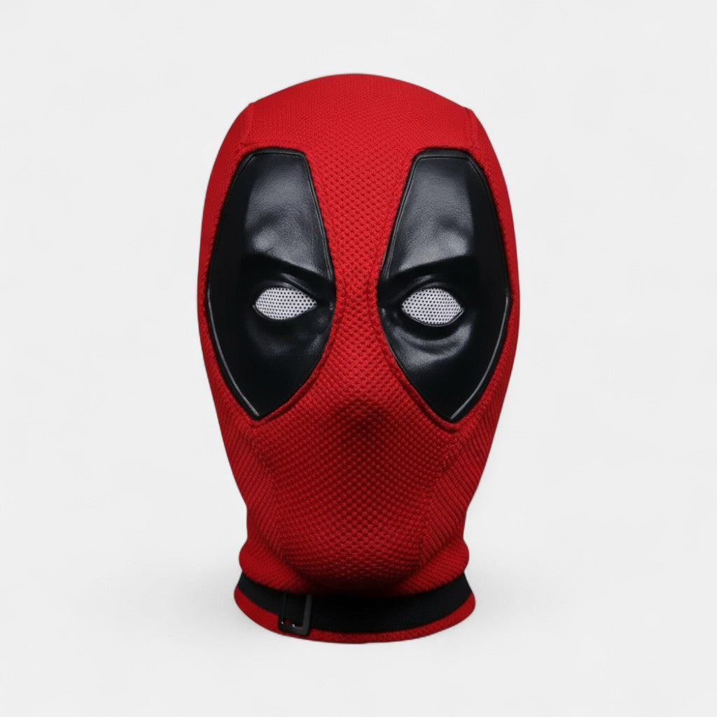Deadpool Style Cosplay Mask Red Mesh with Black Eye Panels