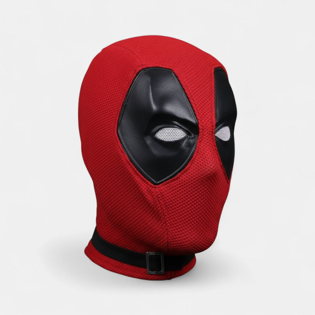 Deadpool Style Cosplay Mask Red Mesh with Black Eye Panels