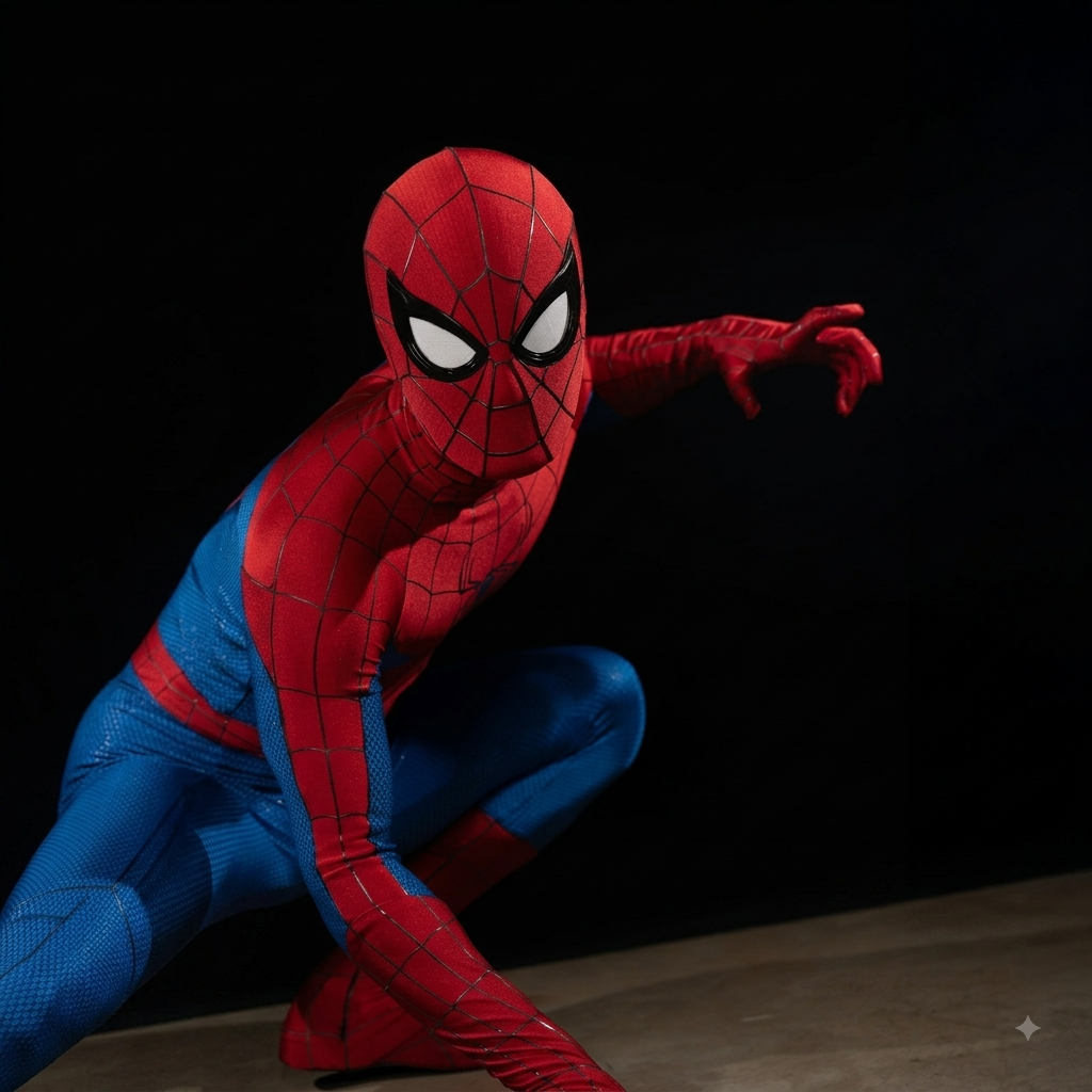 Classic Spider Hero Bodysuit with Lens Mask Hood Back Zip Kids Adults