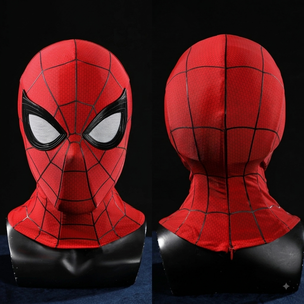 Classic Spider Hero Bodysuit with Lens Mask Hood Back Zip Kids Adults