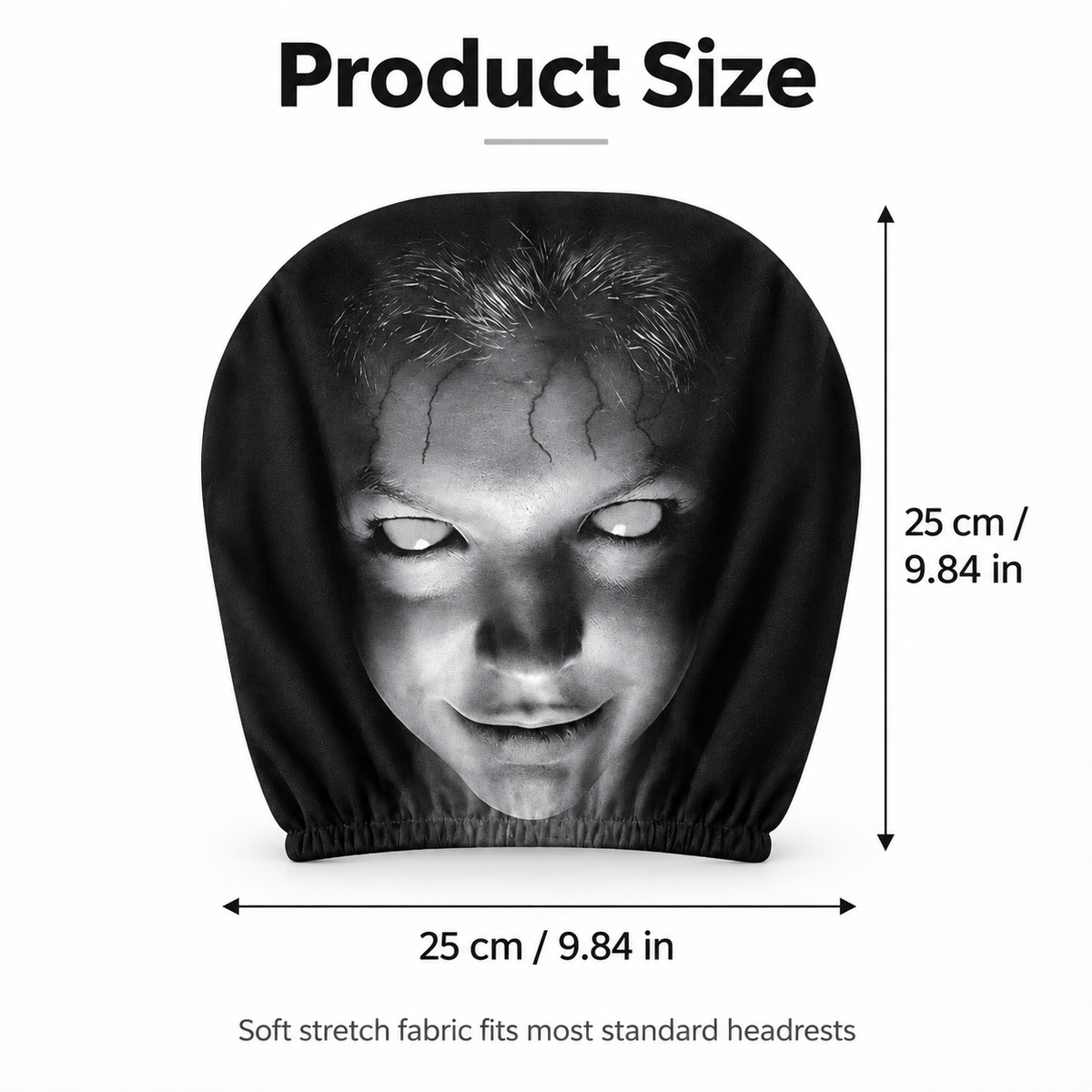 Creepy Face Car Headrest Cover Scary Ghost Woman Halloween Prank Decor