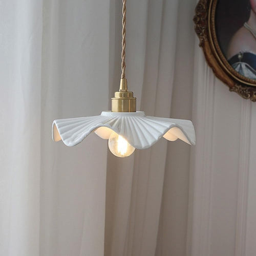 Ceramic Pendant Light with Wavy Shade Modern Lighting