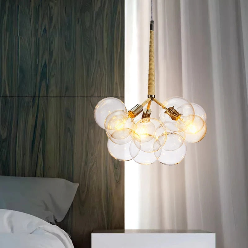 Moderne Glazen Bubble Hanglamp met Meerdere Bollen en Verstelbare