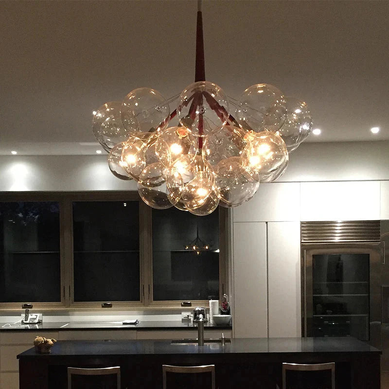 Moderne Glazen Bubble Hanglamp met Meerdere Bollen en Verstelbare