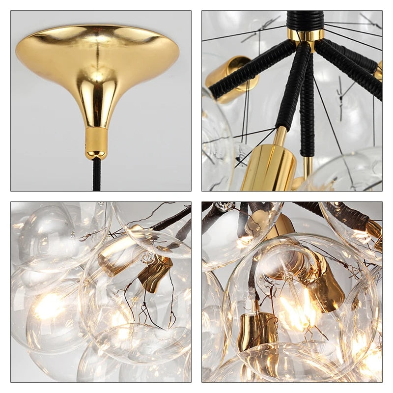 Moderne Glazen Bubble Hanglamp met Meerdere Bollen en Verstelbare