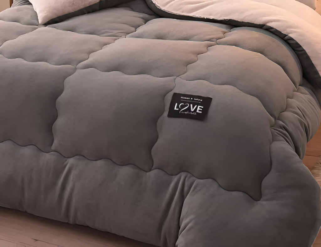 Pluche Dekbedovertrek Set met Gewatteerd Design en Extra Zachte Textuur