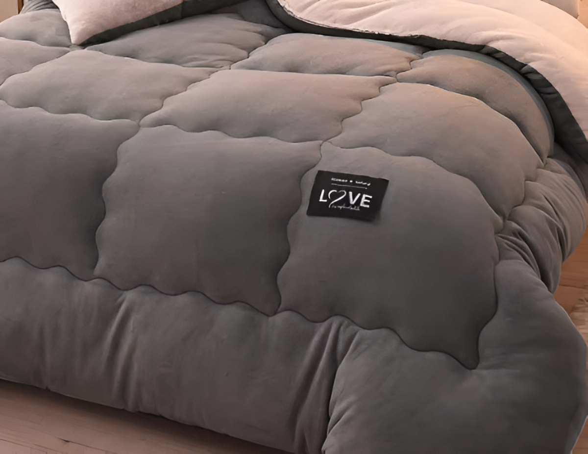 Pluche Dekbedovertrek Set met Gewatteerd Design en Extra Zachte Textuur