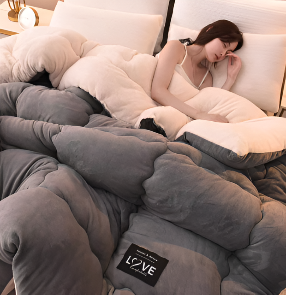 Pluche Dekbedovertrek Set met Gewatteerd Design en Extra Zachte Textuur