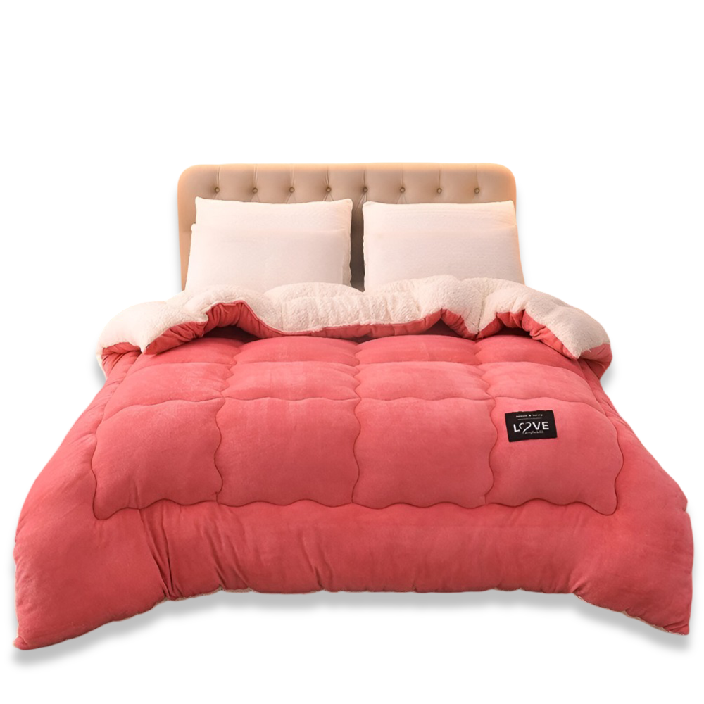 Wollook Dekbedovertrek met Gewatteerd Design en Zachte Pluche Textuur