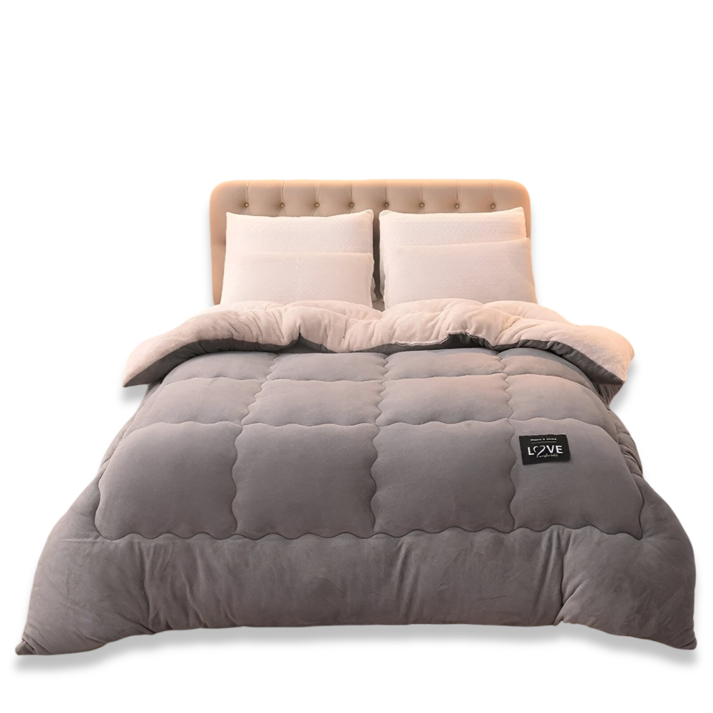 Wollook Dekbedovertrek met Gewatteerd Design en Zachte Pluche Textuur