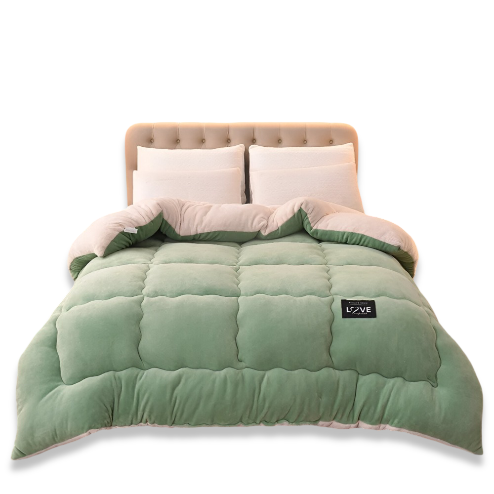 Wollook Dekbedovertrek met Gewatteerd Design en Zachte Pluche Textuur