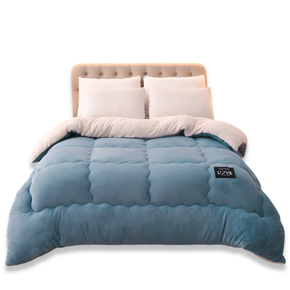Wollook Dekbedovertrek met Gewatteerd Design en Zachte Pluche Textuur