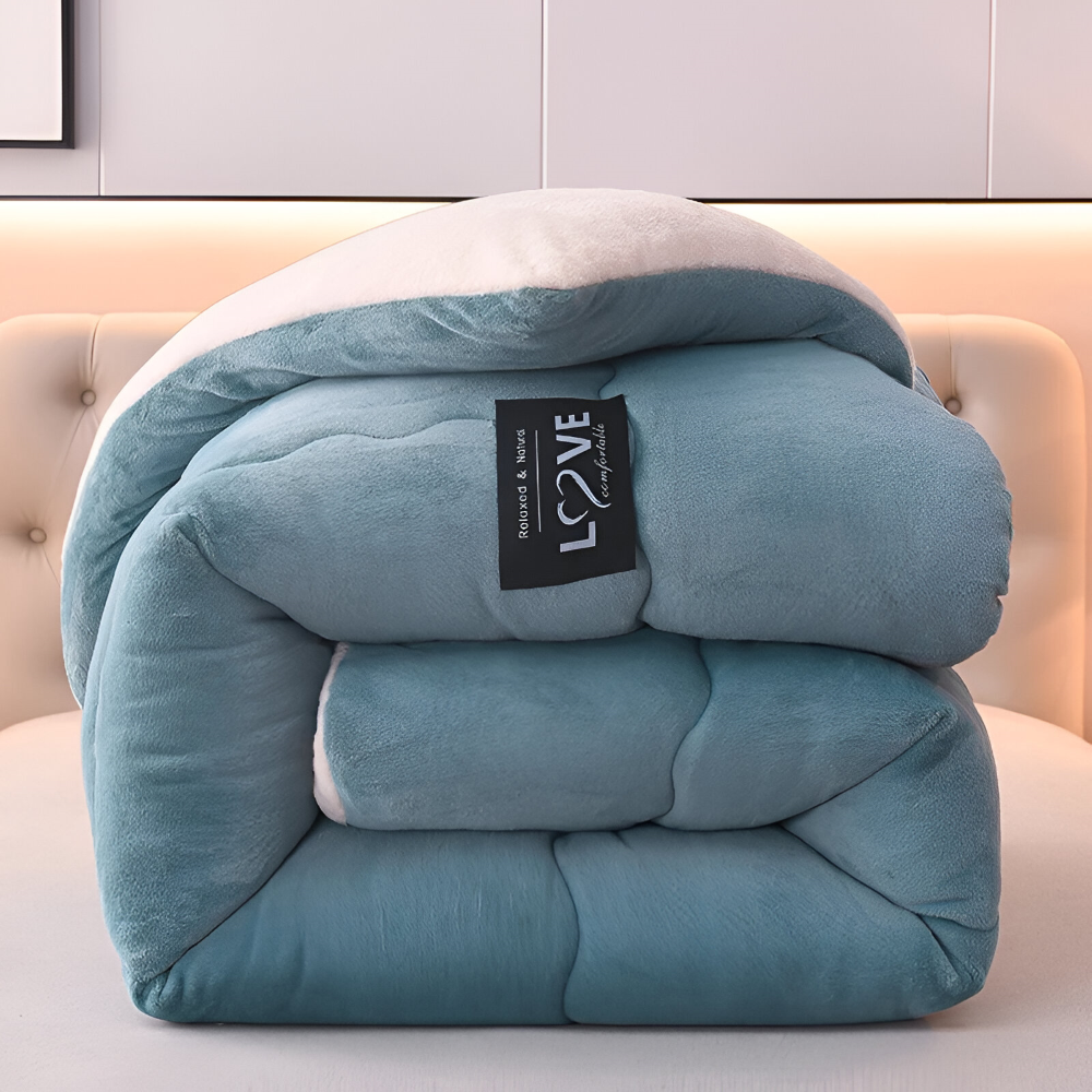 Wollook Dekbedovertrek met Gewatteerd Design en Zachte Pluche Textuur