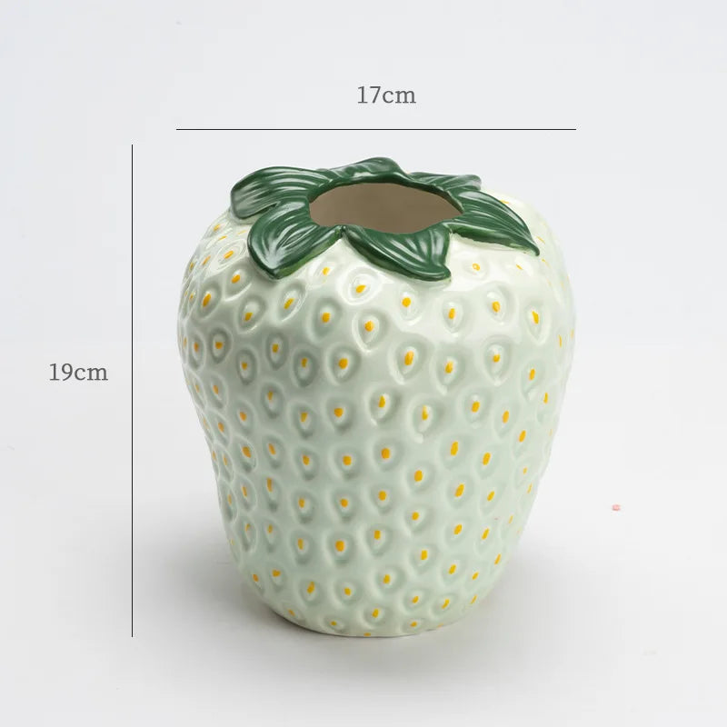 Aardbei Keramische Vaas met Structuur en Uniek Design