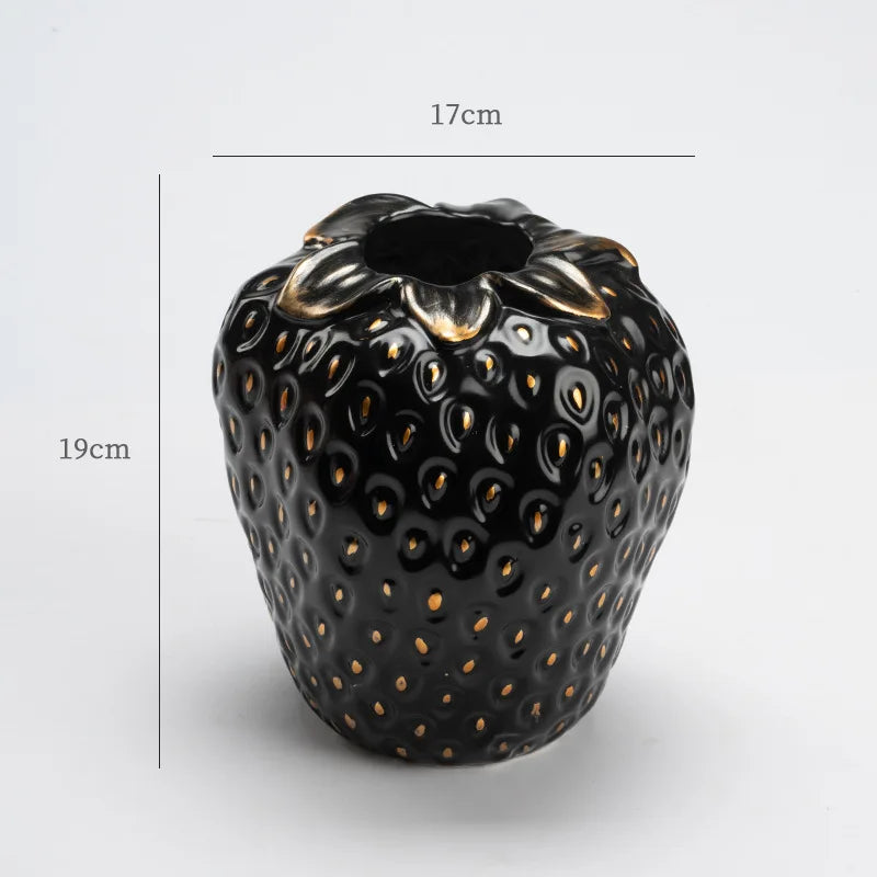 Aardbei Keramische Vaas met Structuur en Uniek Design