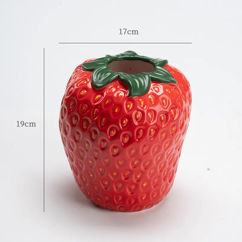 Aardbei Keramische Vaas met Structuur en Uniek Design