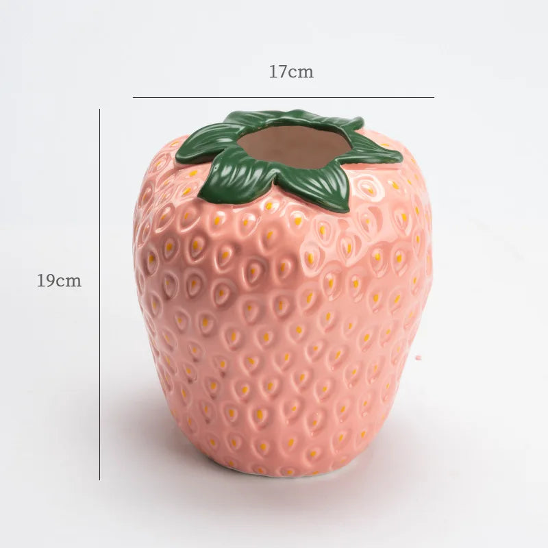 Aardbei Keramische Vaas met Structuur en Uniek Design