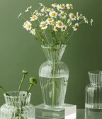 Set van 2 Glazen Vazen met Structuur en Geribbeld Design