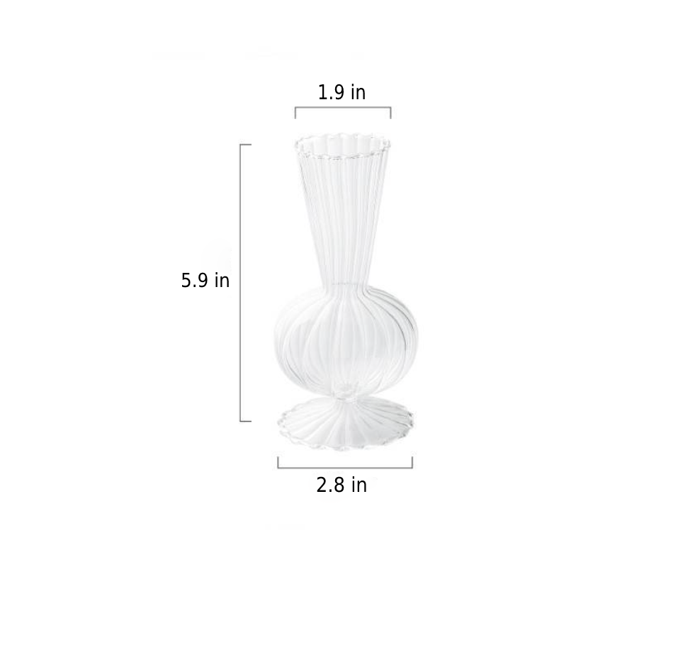 Set van 2 Glazen Vazen met Structuur en Geribbeld Design