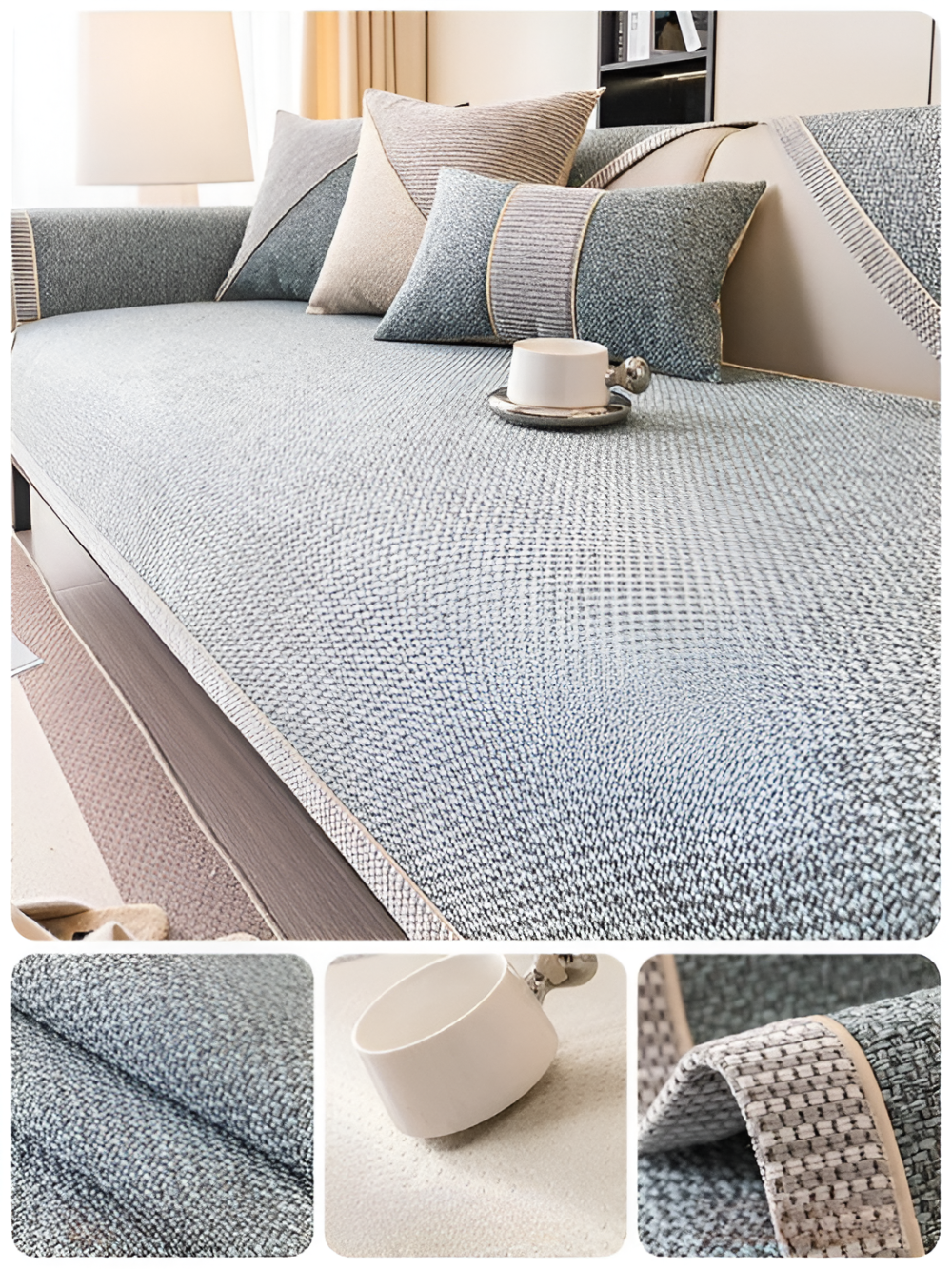 Antislip Bankhoes met Structuurstof en Effen Design