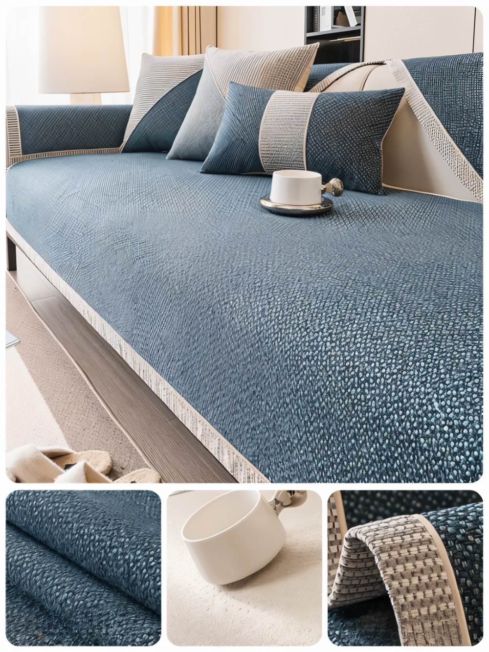 Antislip Bankhoes met Structuurstof en Effen Design