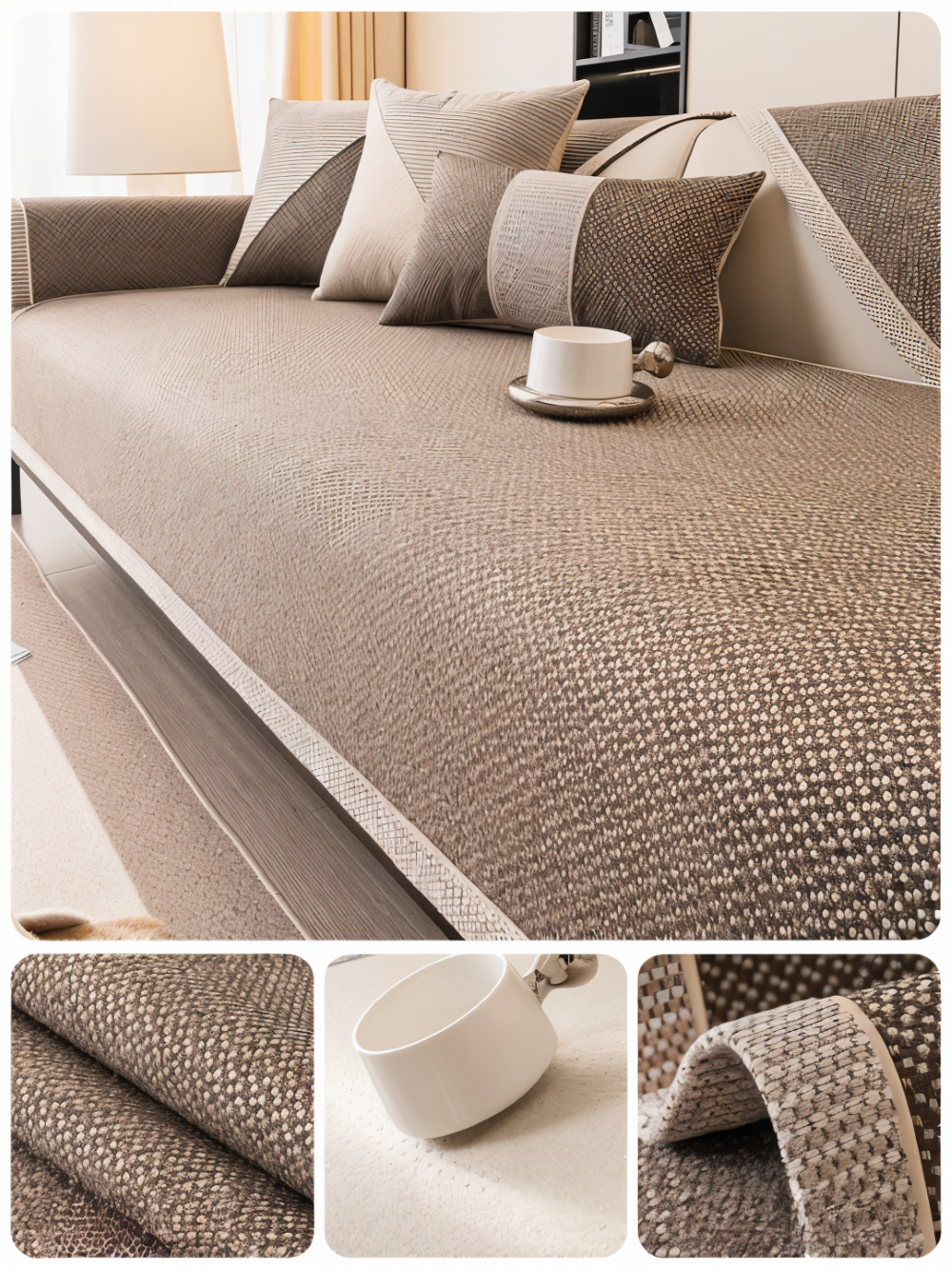 Antislip Bankhoes met Structuurstof en Effen Design