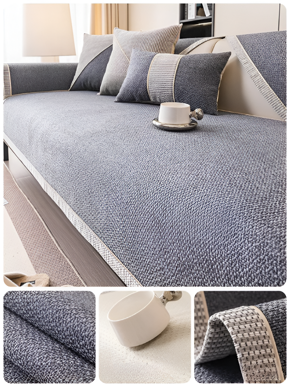 Antislip Bankhoes met Structuurstof en Effen Design