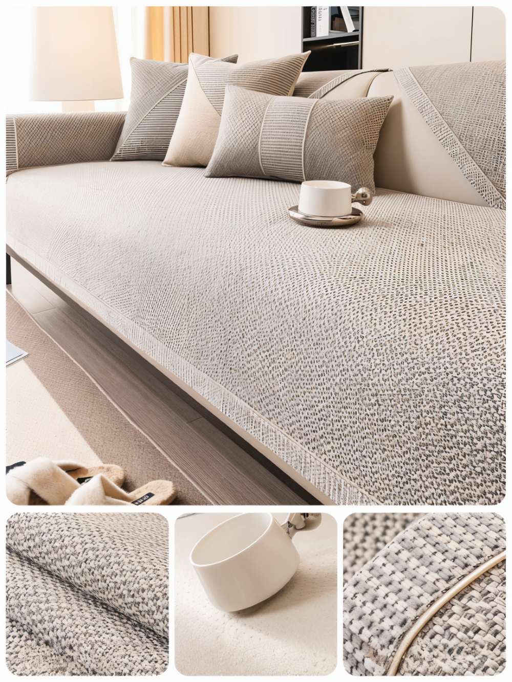 Antislip Bankhoes met Structuurstof en Effen Design