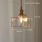 Vierkante Glazen Hanglamp met Geribbeld Glas en Gouden Fitting