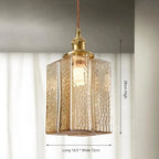 Vierkante Glazen Hanglamp met Geribbeld Glas en Gouden Fitting