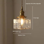 Vierkante Glazen Hanglamp met Geribbeld Glas en Gouden Fitting