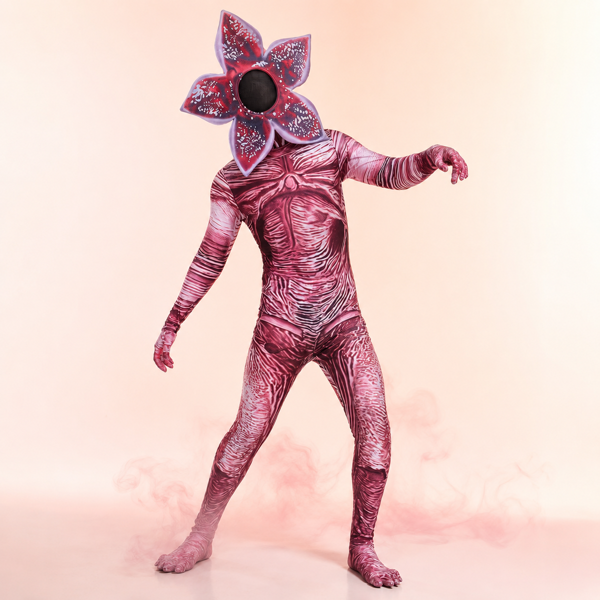 Flower Head Monster Costume Bodysuit Petal Hood Claw Gloves Feet