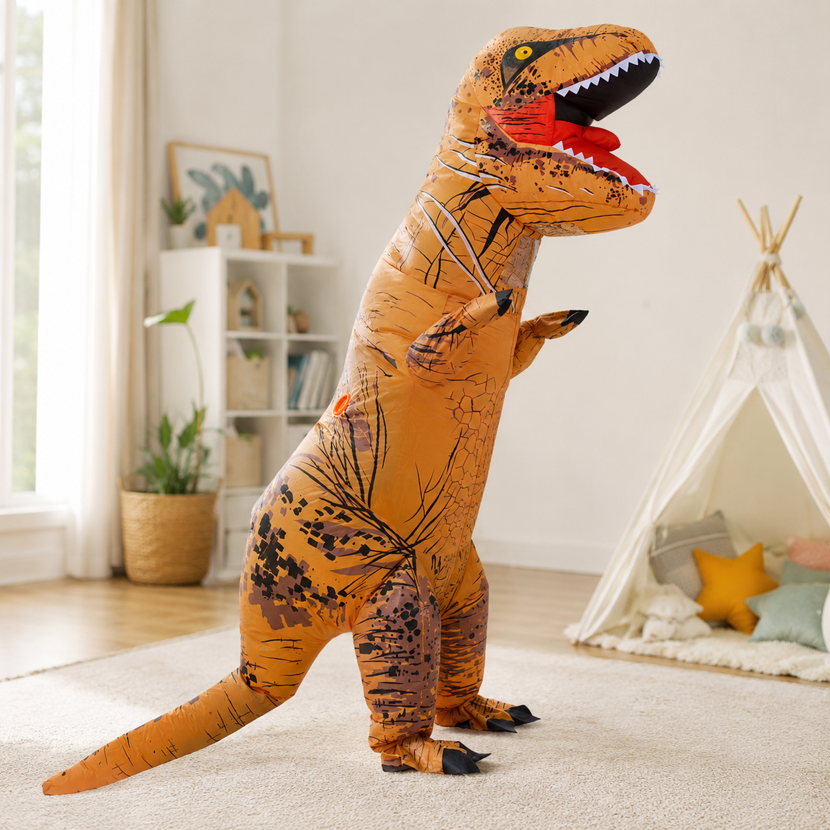 Inflatable T Rex Dinosaur Costume Blow Up Adult and Kids Halloween