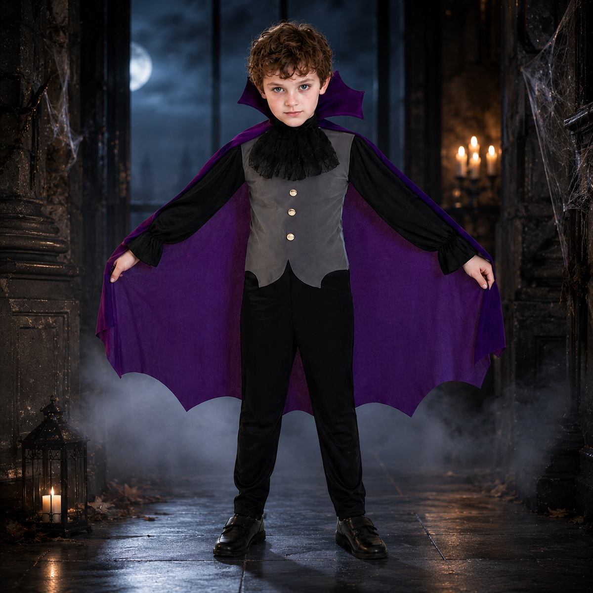 Kids Vampire Costume Girls Dress Boys Cape Dracula or Rainbow Skeleton