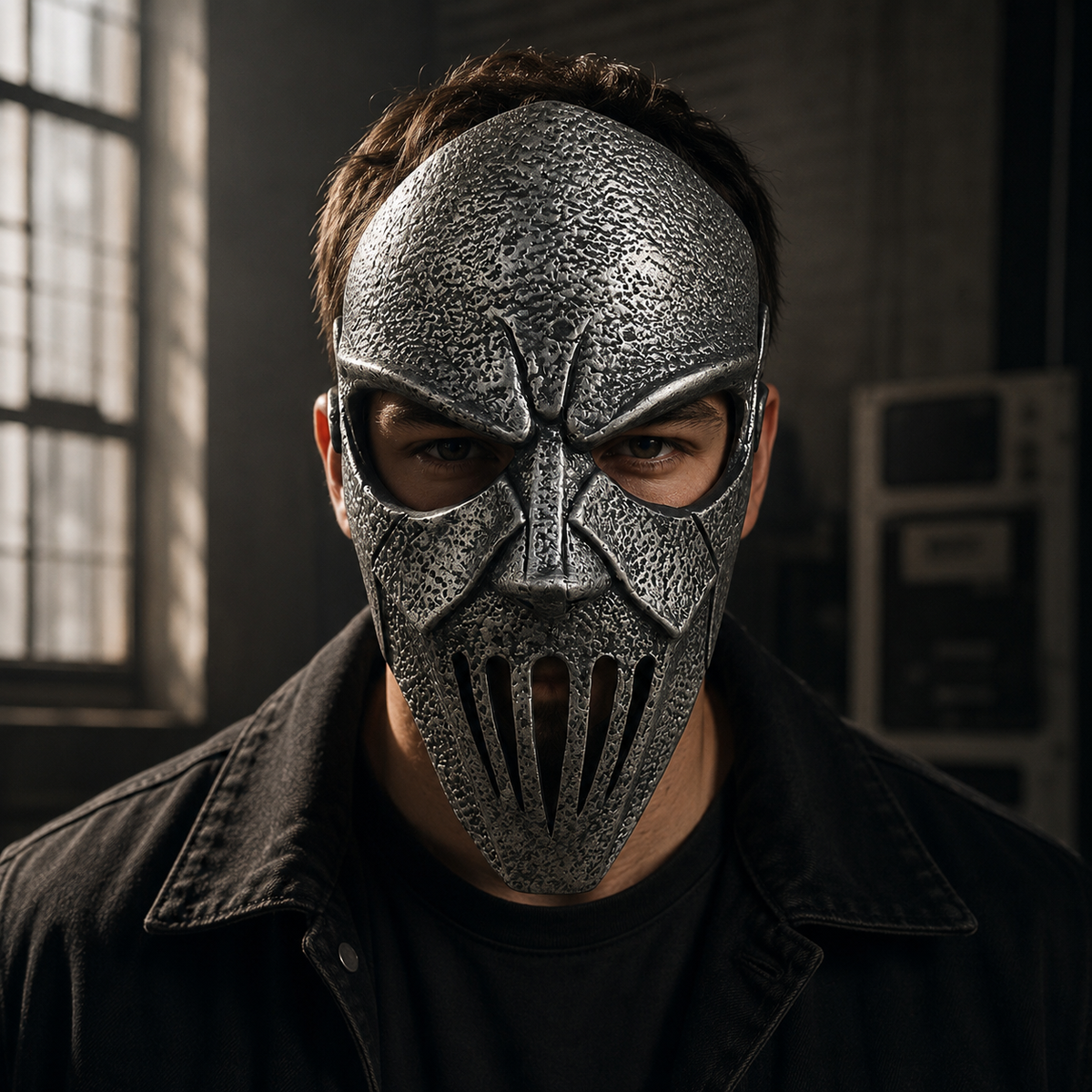 Heavy Metal Horror Mask Silver Grill or White Stitched Face Halloween