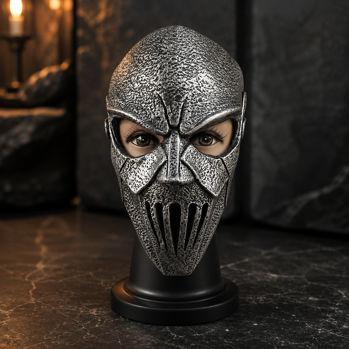 Heavy Metal Horror Mask Silver Grill or White Stitched Face Halloween