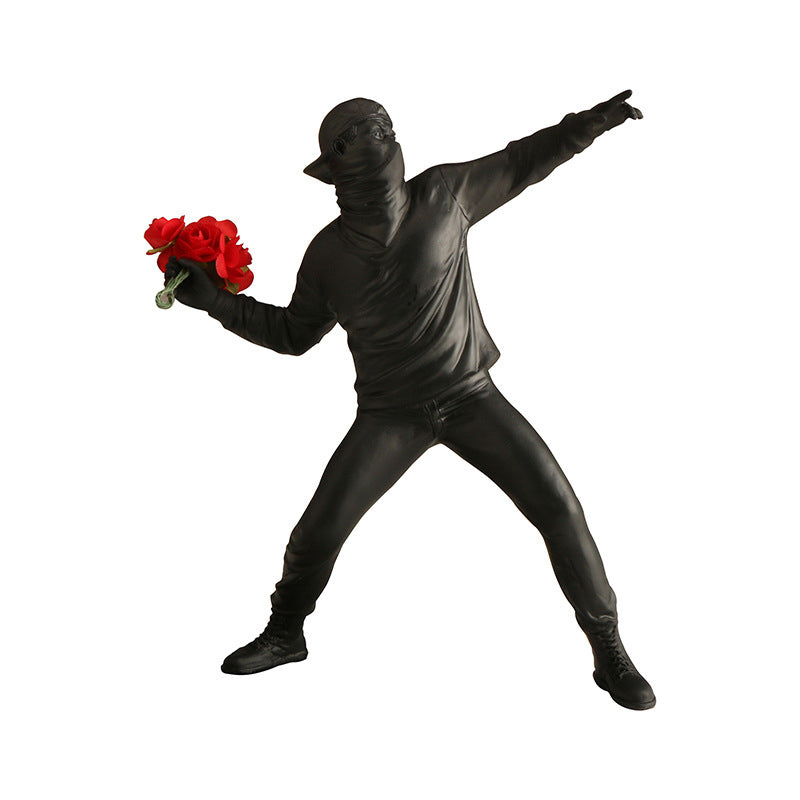Bloemen Gooier Decoratie Beeld met Rode Rozen