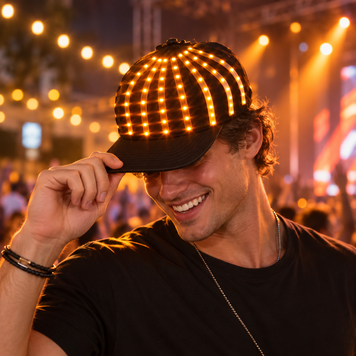 LED Light Up Baseball Cap Glowing Strip Snapback Rave Festival Hat