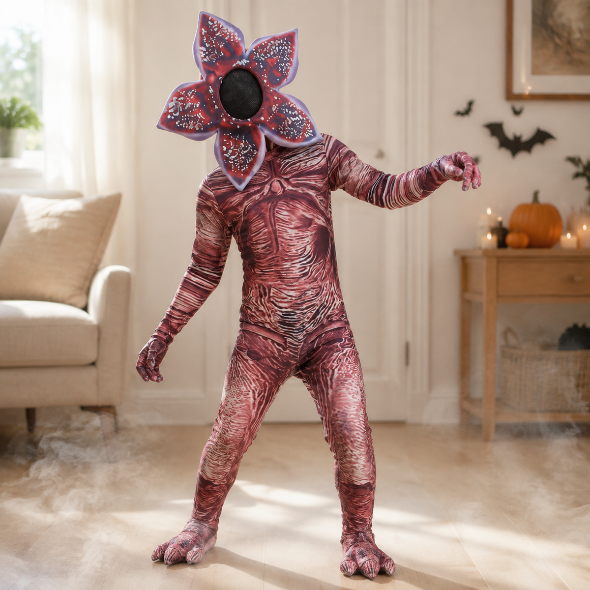 Flower Head Monster Costume Bodysuit Petal Hood Claw Gloves Feet