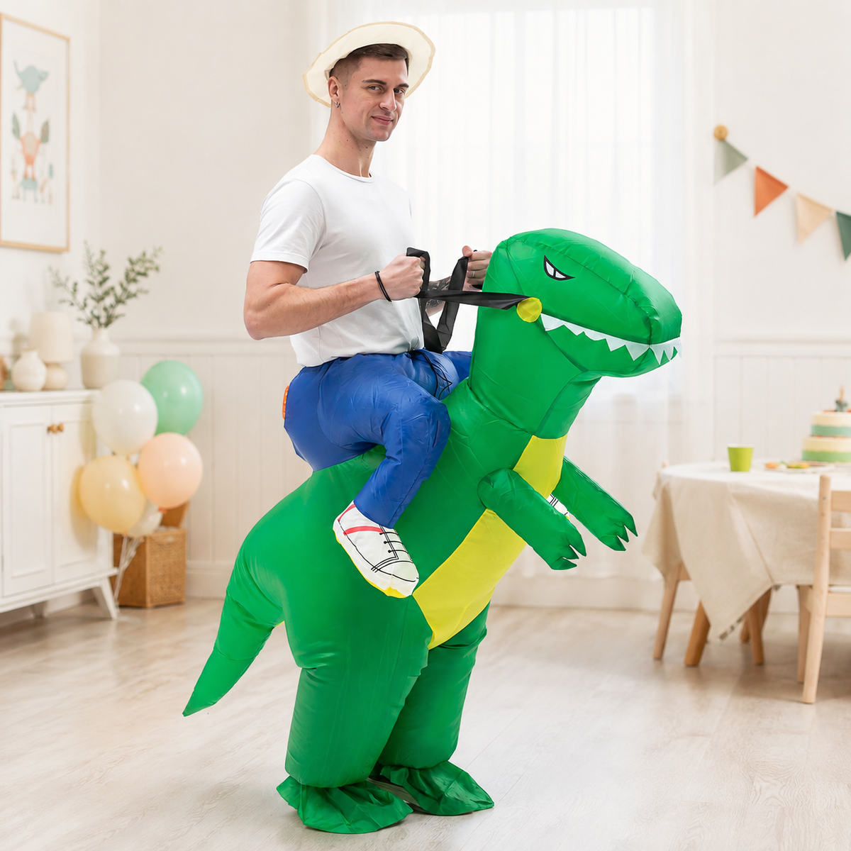 Inflatable T Rex Ride On Costume Dinosaur Rider Blow Up Suit 5 Colors