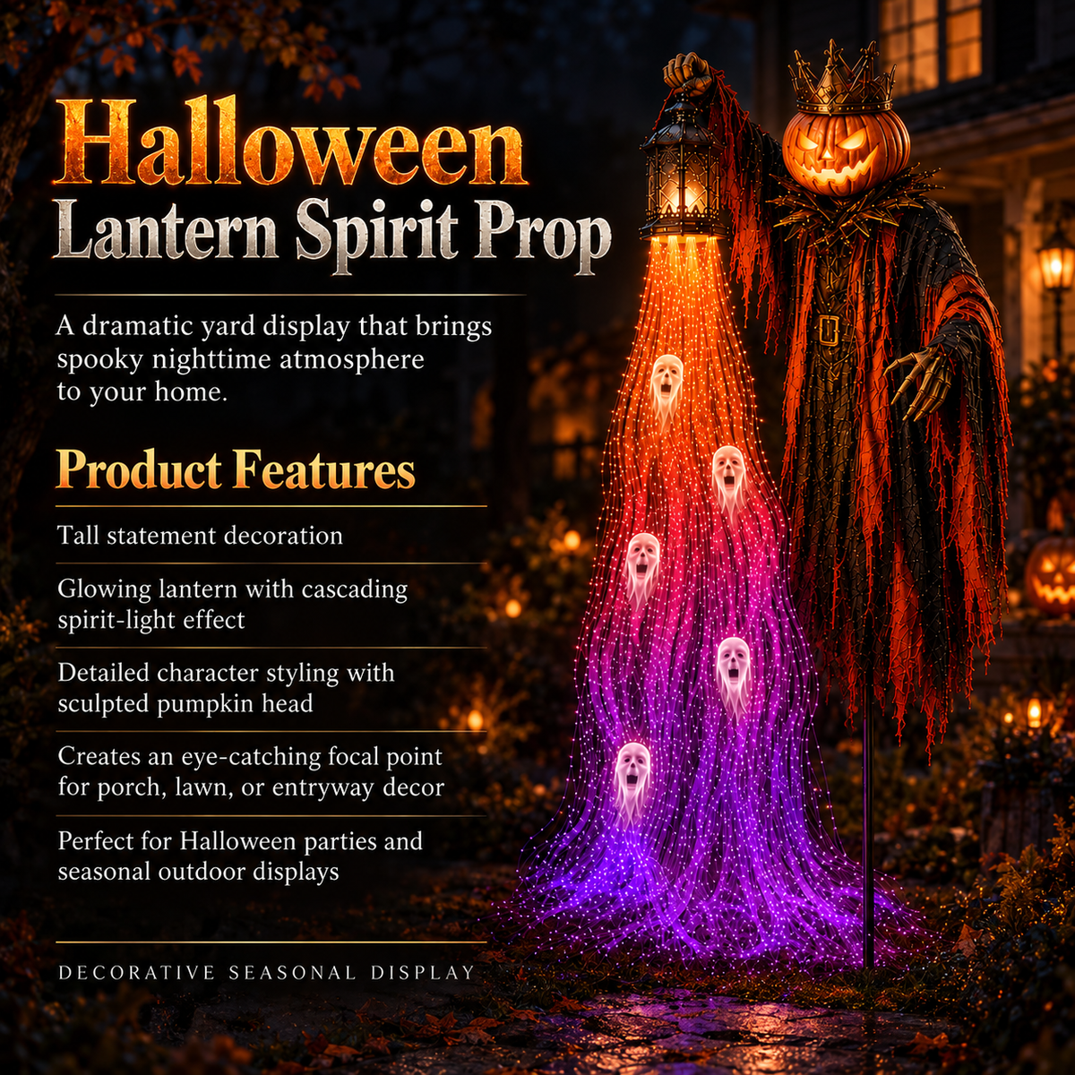 Halloween Lantern Spirit Yard Stake Glowing Ghost Light Decoration