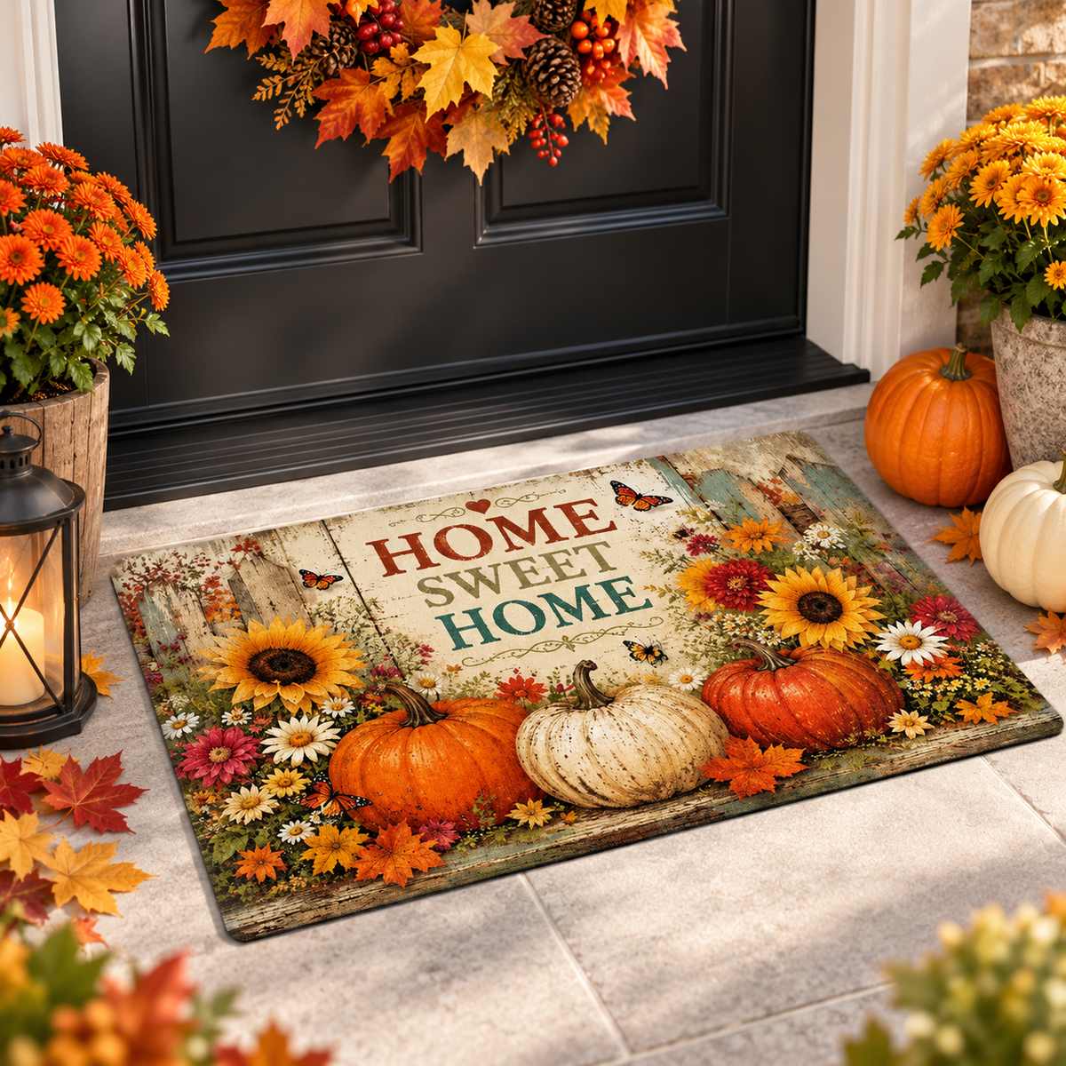 Halloween Fall Doormat Boo Pumpkin Non Slip Welcome Mat Entryway
