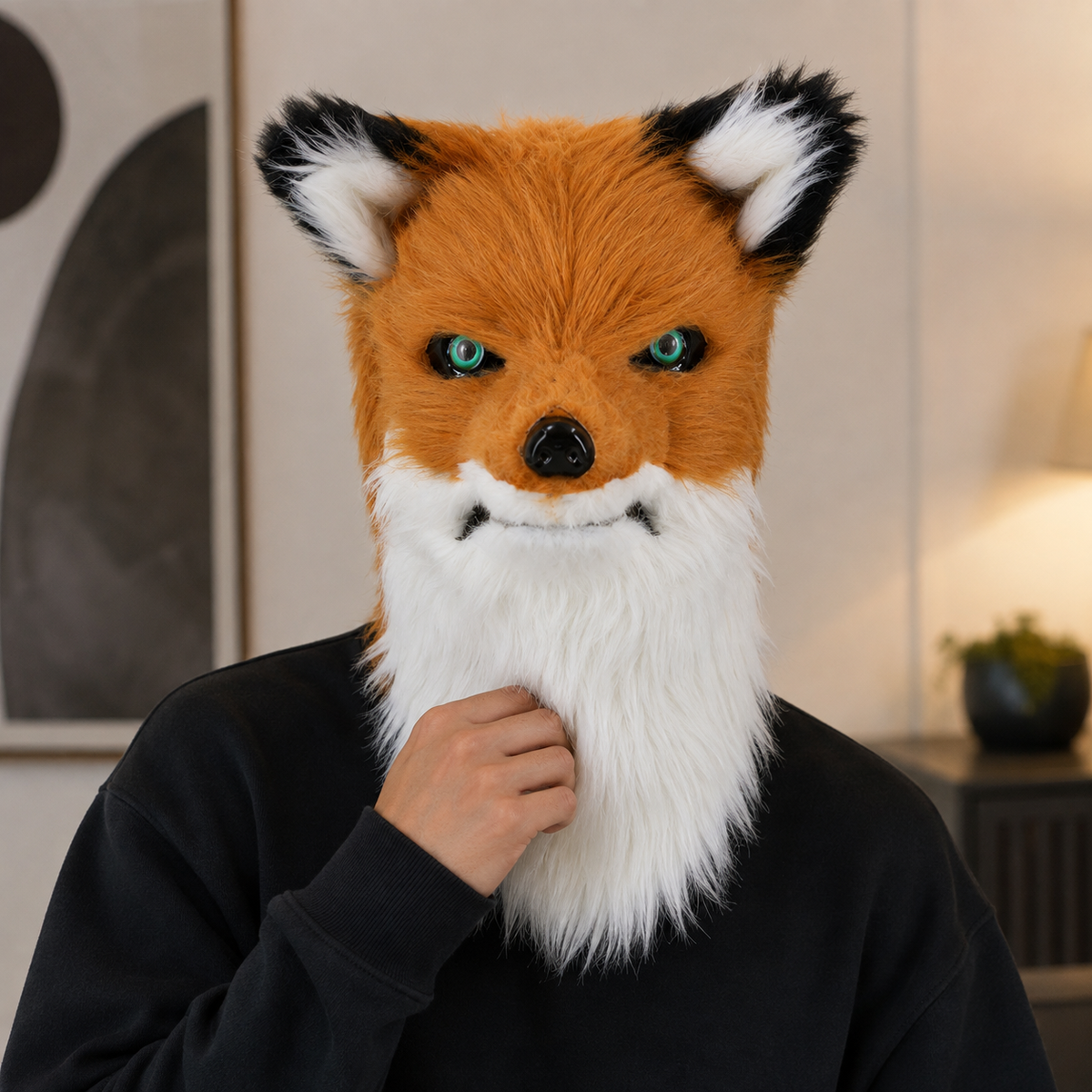 Furry Animal Head Mask Husky Wolf Fox Cat Plush Full Head Costume