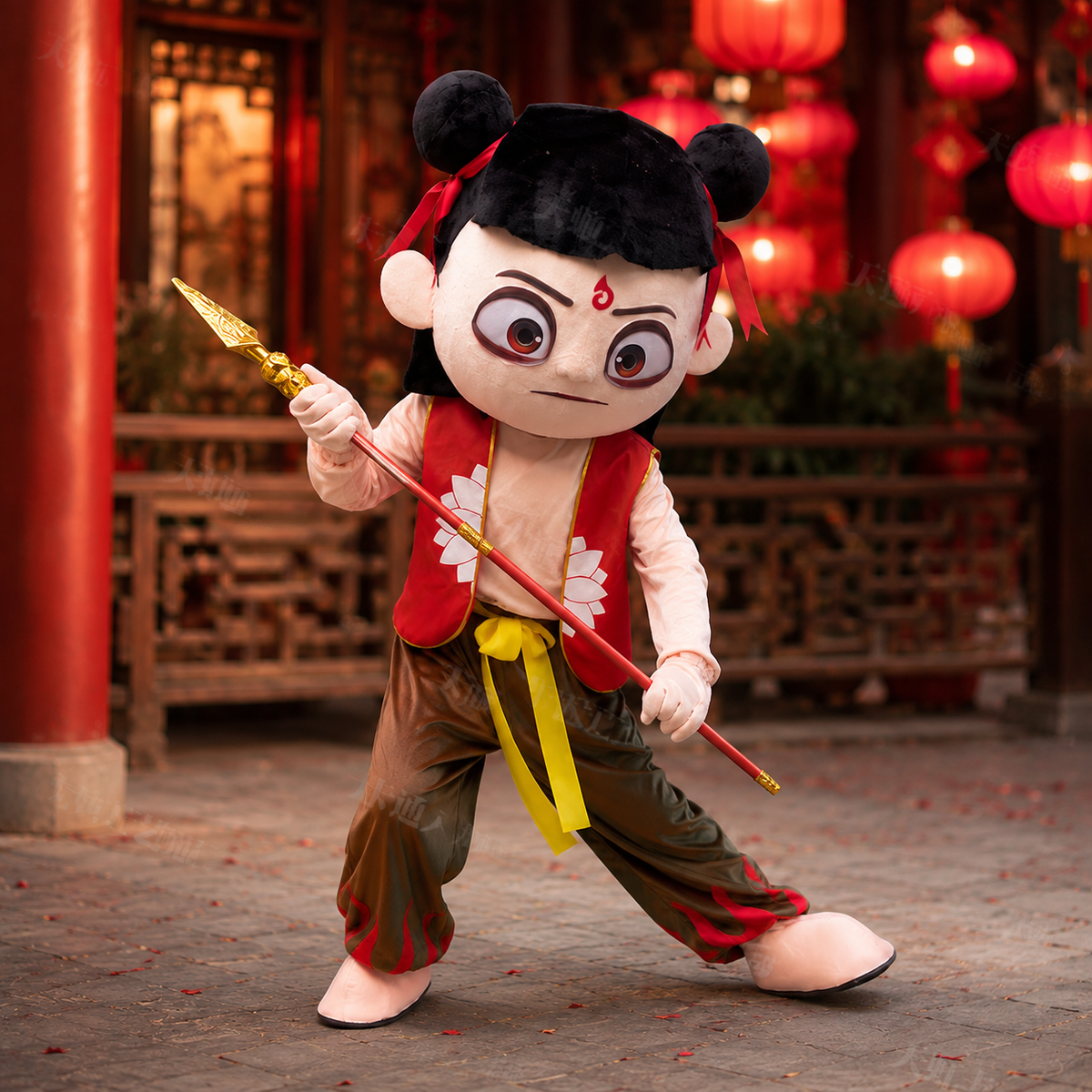 Nezha Mascot Costume Adult Full Body Chinese Warrior Boy Character