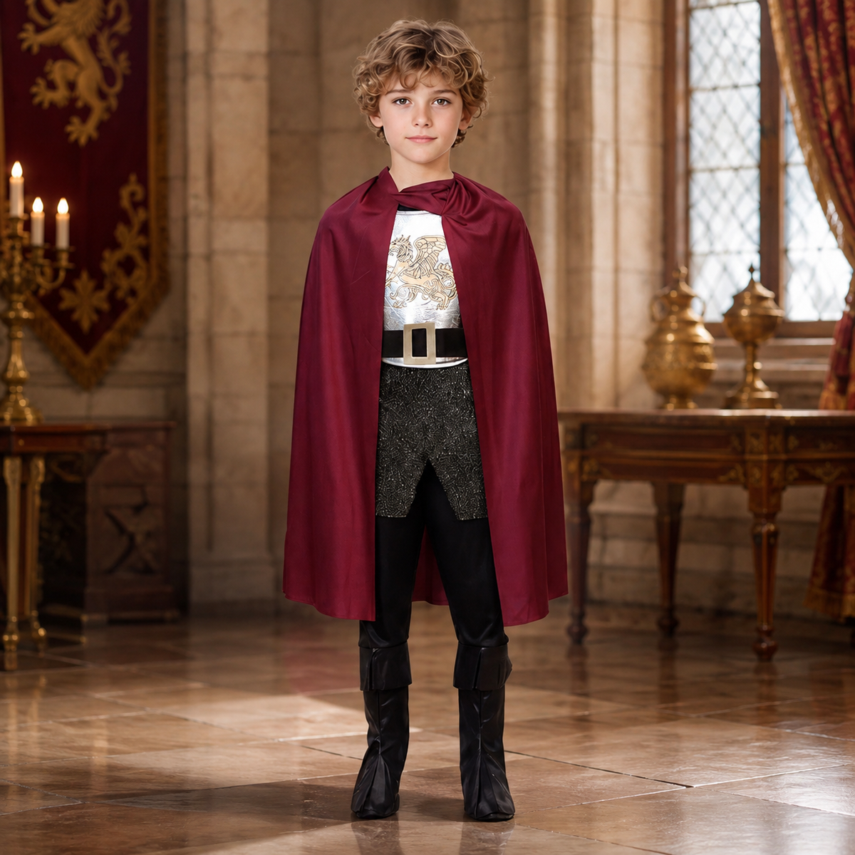 Kids King Costume with Crown Scepter and Cape Four Royal Styles