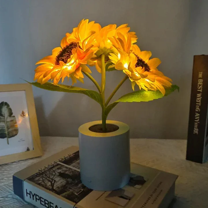Zonnebloem Tafellamp met Oplaadbare LED Verlichting